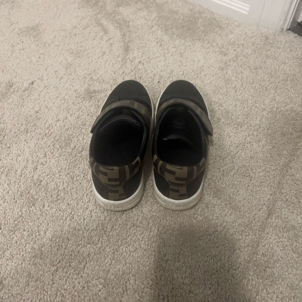 Fendi Black and Brown Logo Slip-Ons - Picture 3 of 3